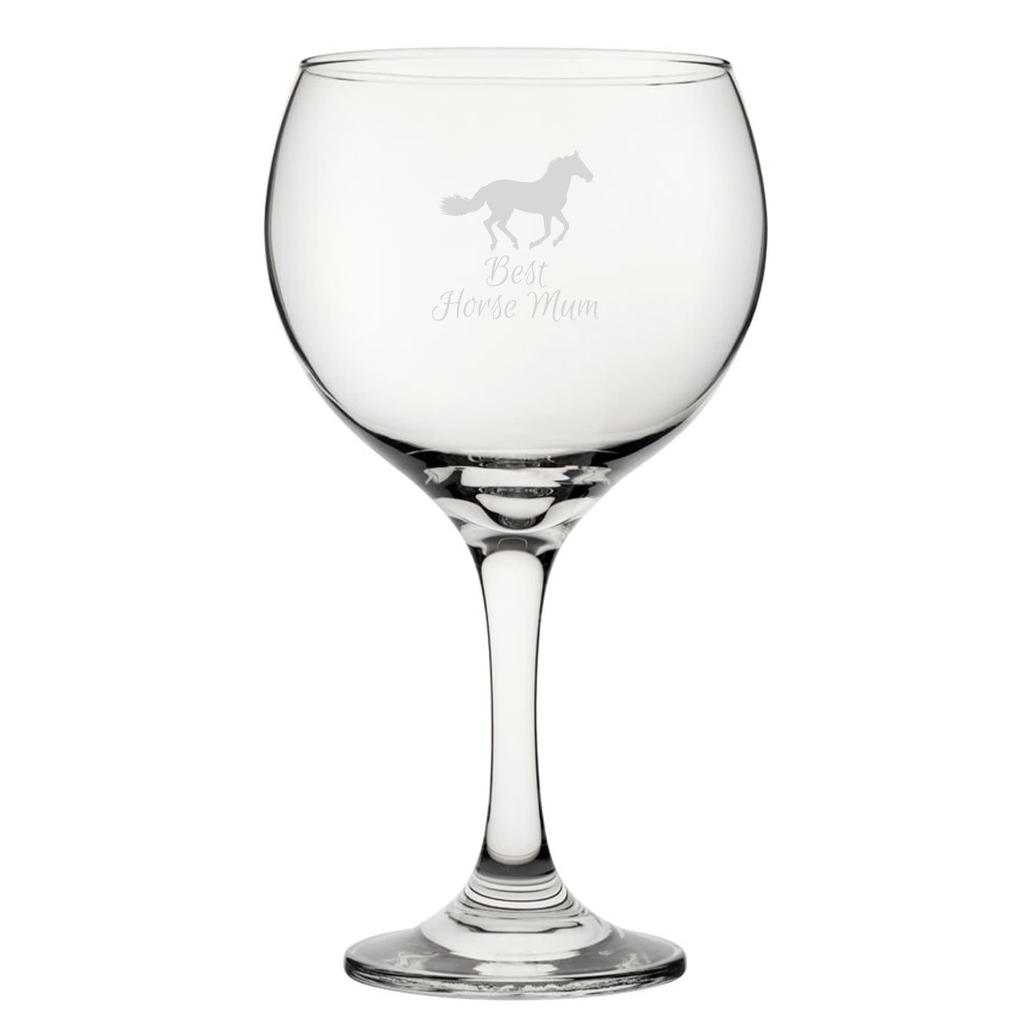 Personalised Best Horse Dad Engraved Gin Balloon Cocktail Glass