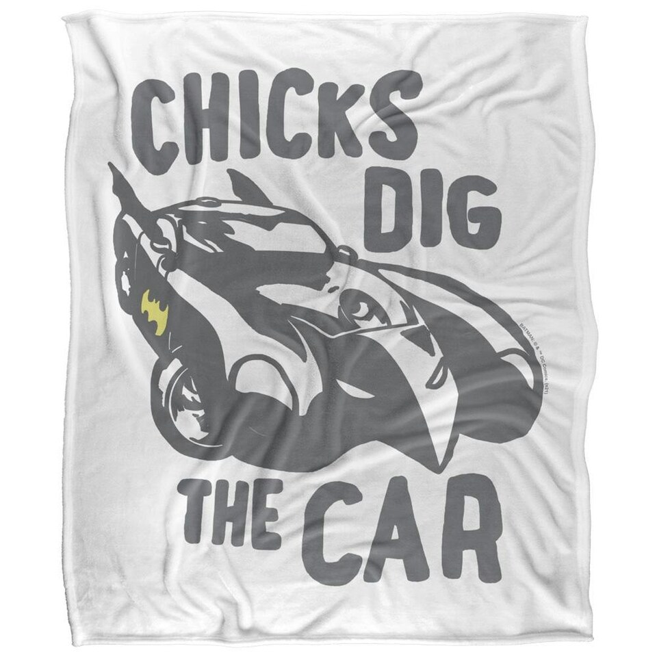 image 1 of Batman Chicks Dig The Car Blanket - Multicoloured - One Size