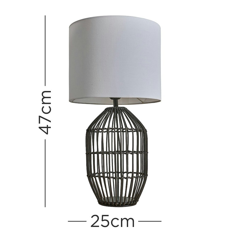 image 1 of ValueLights Hollins Matt Black Table Lamp Drum White Shade