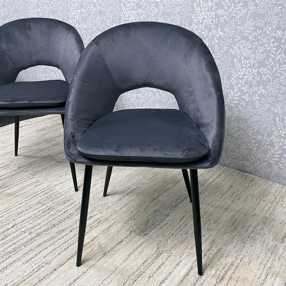 image 1 of Set of 2 Grey Velvet Dining Chair Modern Metal Legs for Living Room and Office Grey