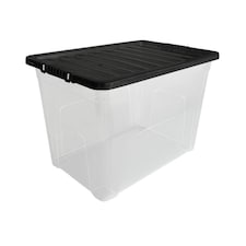 TML 80L Storage Box & Lid - Clear - 57cm x 40cm x 40cm