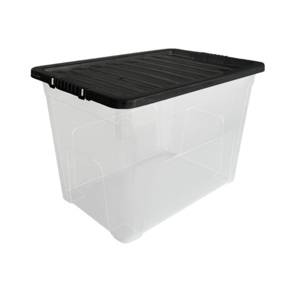 TML 80L Storage Box & Lid - Clear - 57cm x 40cm x 40cm