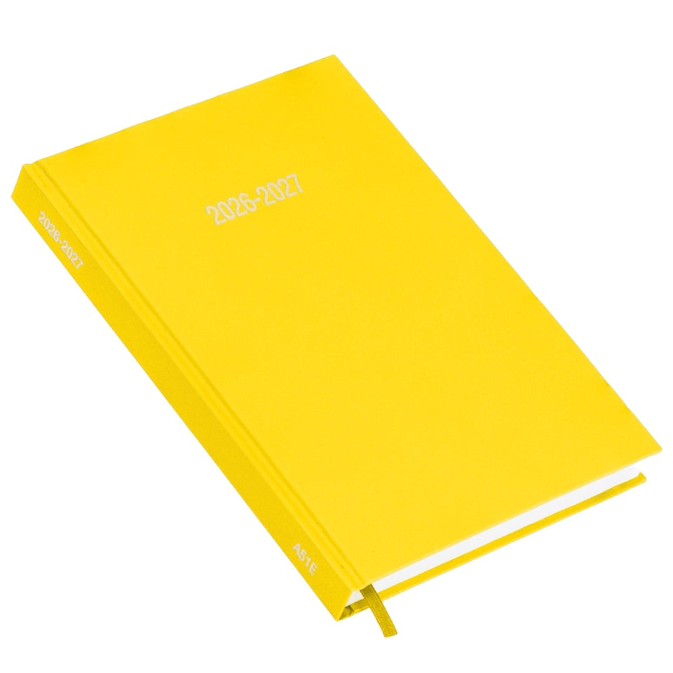 image 1 of 2026 2027 Academic Diary A5 Page a Day - Mid Year Hardback Planner From August 2026 to July 2027 - Student Teacher School Organiser with Ribbon Bookmark (A5, Yellow)