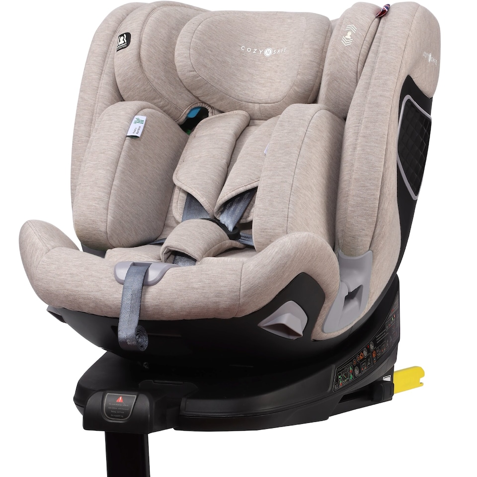image 1 of Cozy N Safe Omega i-Size 360 Rotating Car Seat 40-150cm, ISOFix & Support Leg, Extended Rear & Forward Facing, High Booster, Side Impact Protection, Adjustable Headrest, Birth to 12 Years (Ivory)