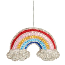 Sass & Belle Hanging Christmas Decoration Embroidered Rainbow Zari