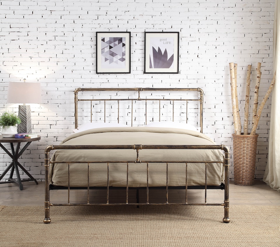 image 1 of Cilcain Double 4ft 6 Antique Bronze Metal Bed Frame | Bronze | Hand painted antique bronze finish | Double