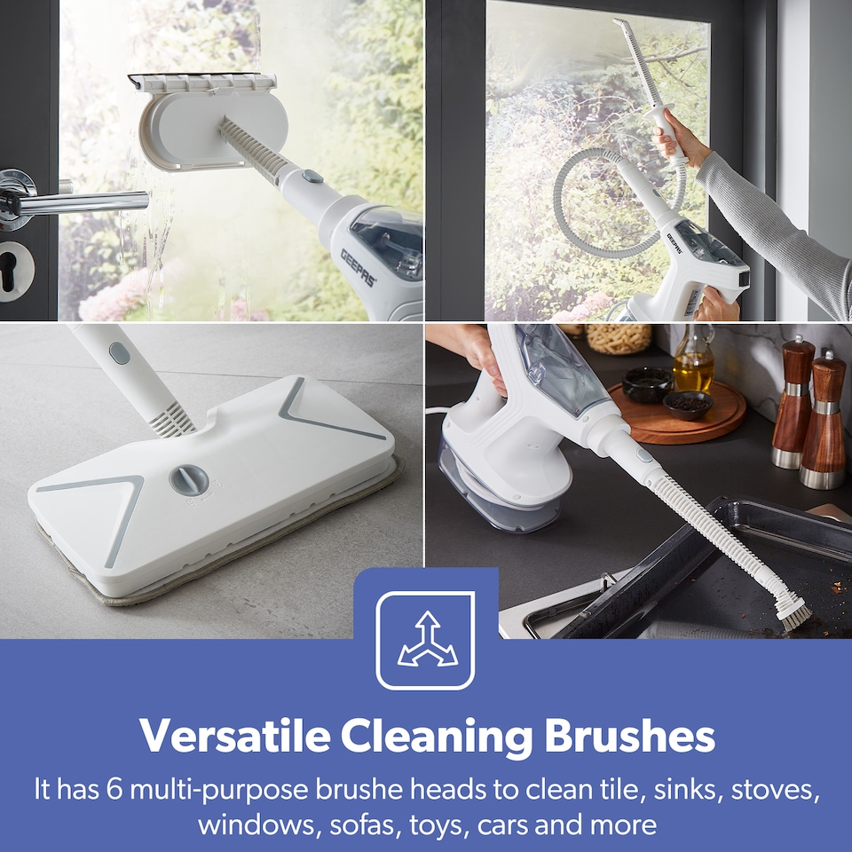 image 1 of GEEPAS Steam Mop And Handheld Steam Cleaner 1500W White