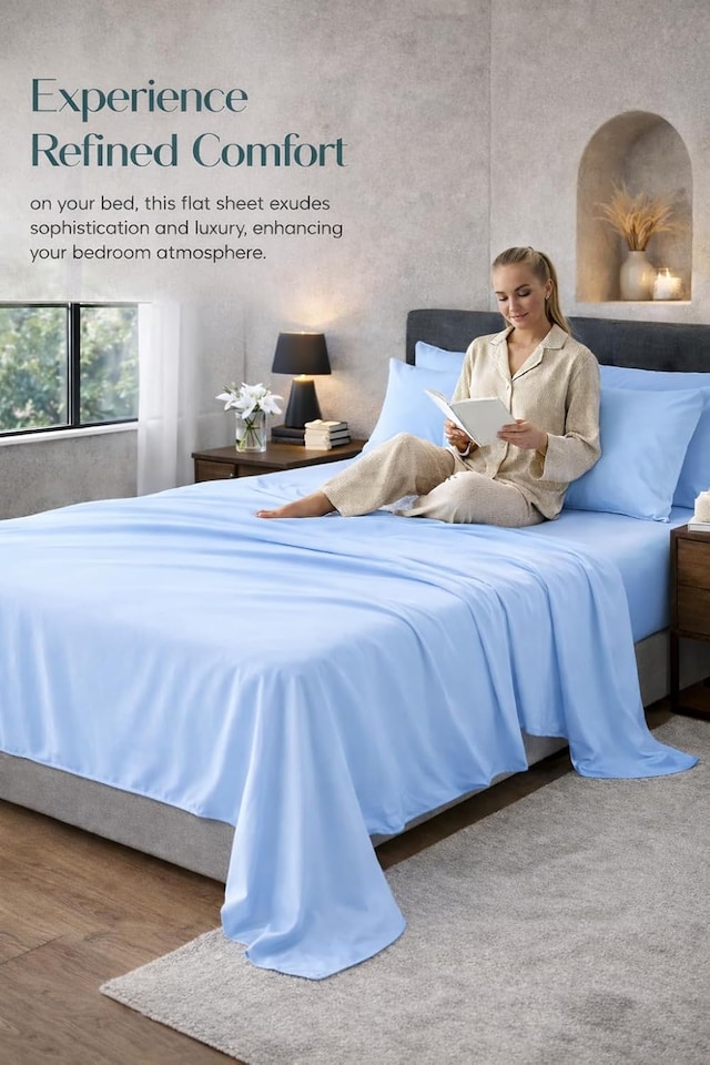 image 1 of HOMES-LINEN Microfibre Flat Sheet Easy Care Bed Sheet