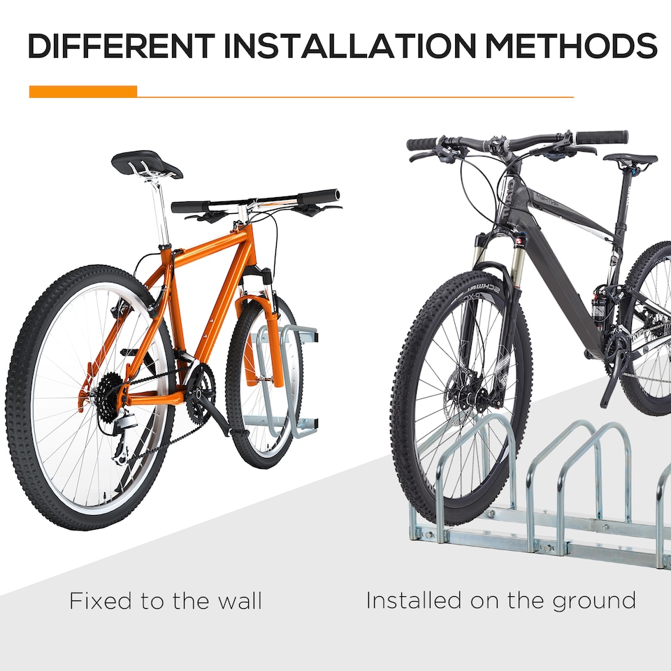 image 1 of HOMCOM Bike Parking Rack Bicycle Locking Storage Stand for 5 Cycling Silver