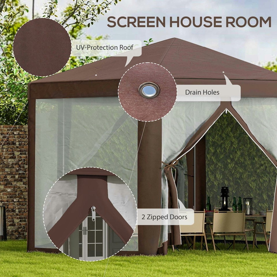 image 1 of Outsunny Hexagonal Garden Gazebo Party Tent Patio Marquee Canopy