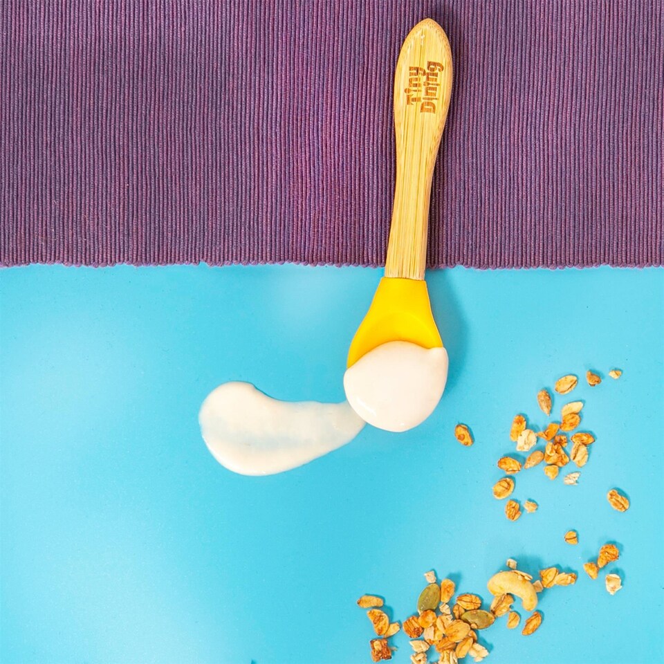 image 1 of Tiny Dining Bamboo Silicone Tip Spoon - Olive Green
