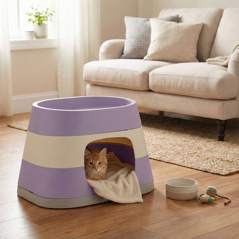 image 1 of Dog Cat Pet Home Kitten Kennel Animal Shelter Weatherproof Indoor Outdoor House | Multi | Lilac | 1