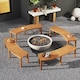 image 9 of COSTWAY Curved Fire Pit Bench Acacia Wood Patio Bench Brown