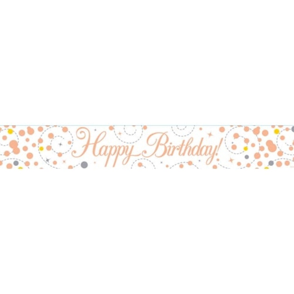 Happy Birthday Rose Gold Holographic Foil Banner 2.7m