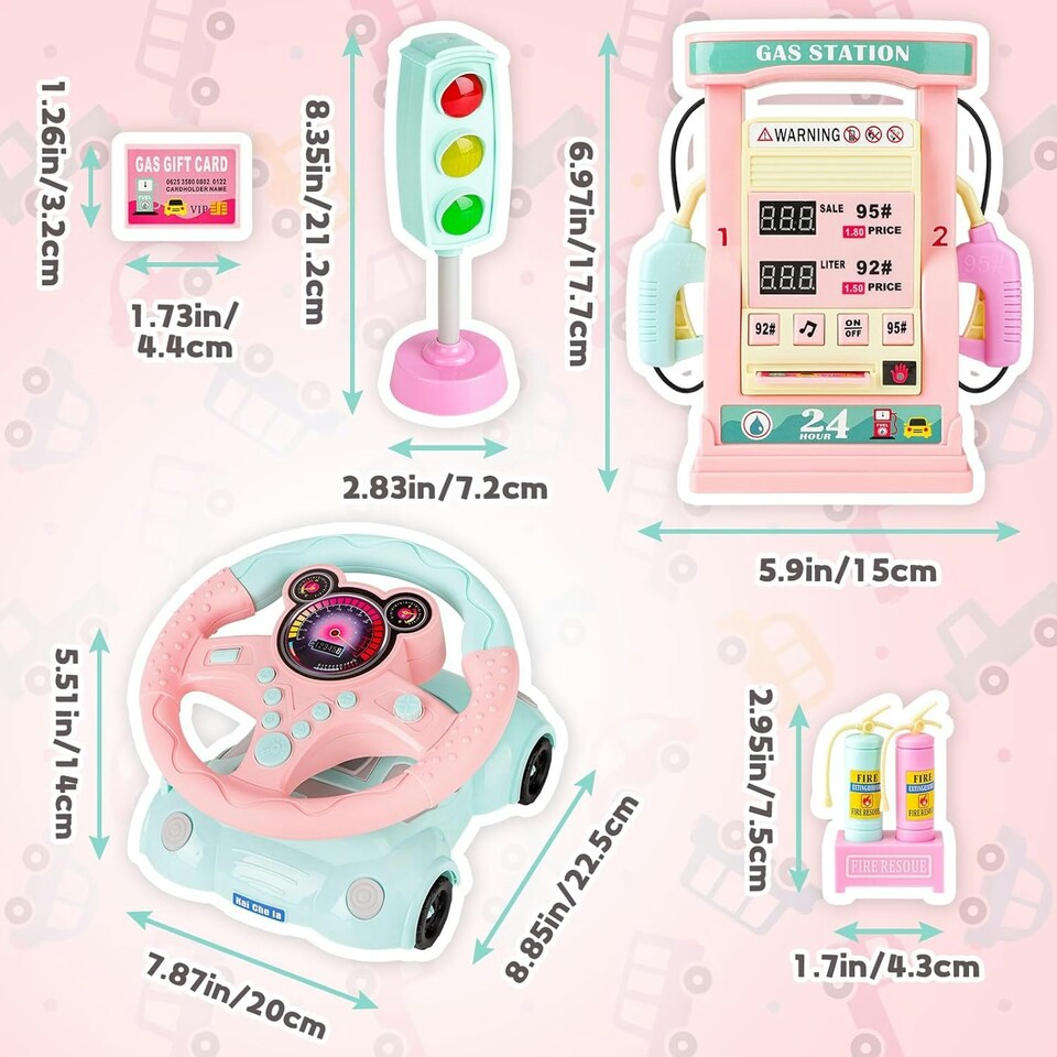 image 1 of Interactive Steering Wheel Driving Toy for Toddlers