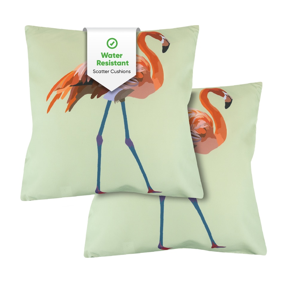 image 1 of Gardenwize Solo Flamingo Scatter Cushions Outdoor (Pair)