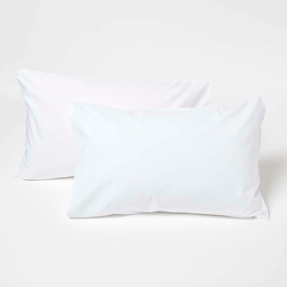 image 1 of Homescapes White Cotton Kids Pillowcases 40 x 60 cm 200 Thread Count - 2 Pack White