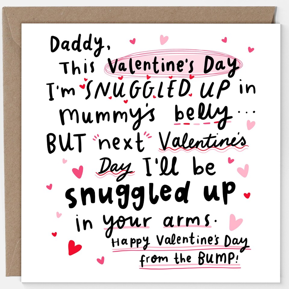 image 1 of Daddy From The Bump Valentine's Day Card, Snuggled Up In Mummy's Belly, Dad To Be, Valentine's Card For Dad