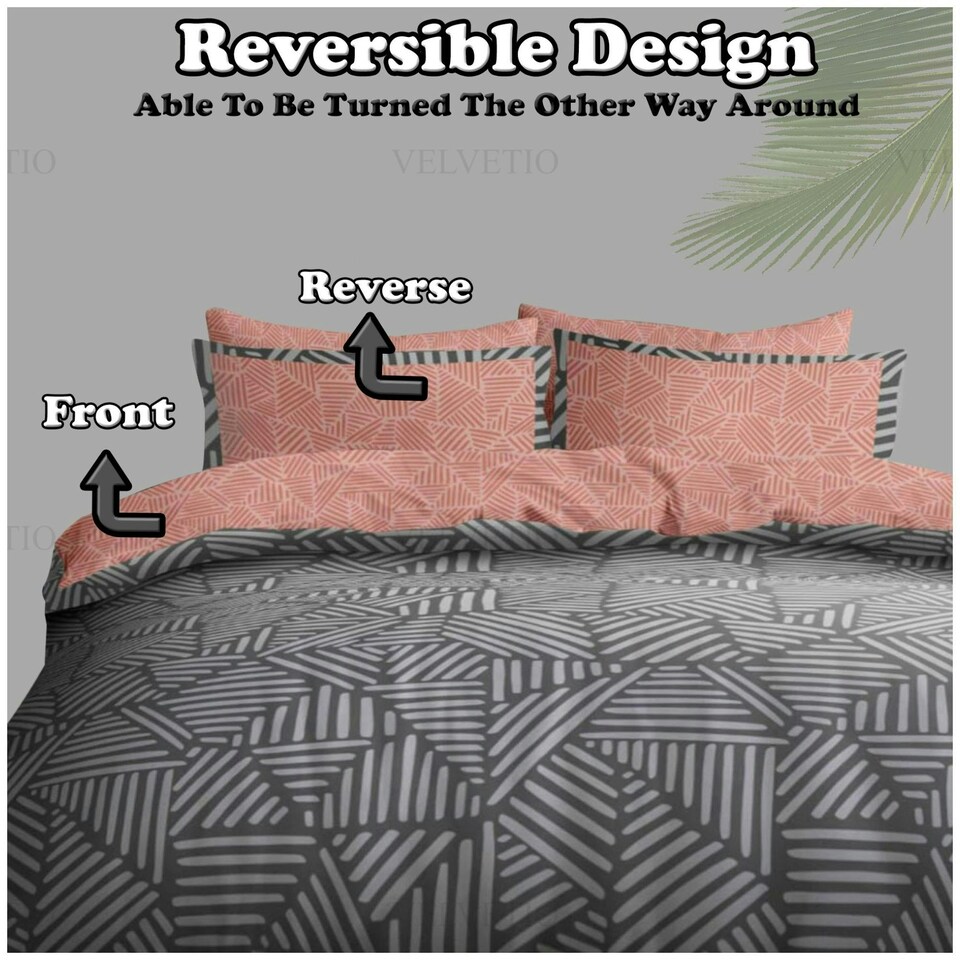 image 1 of VELVETIO Cruz Complete Duvet Cover Set with Fitted Sheet Printed Bedding Quilt Grey | Single