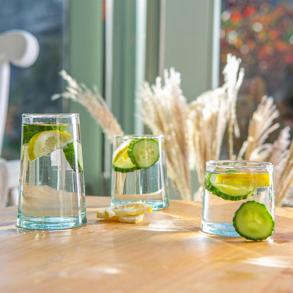 image 1 of Nicola Spring Merzouga Recycled Glass Tumblers - 260ml - Clear - Pack of 6 | Clear | Clear | 6
