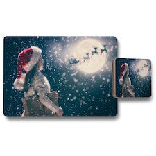 kids enjoy the holiday placemat coaster set | Multi