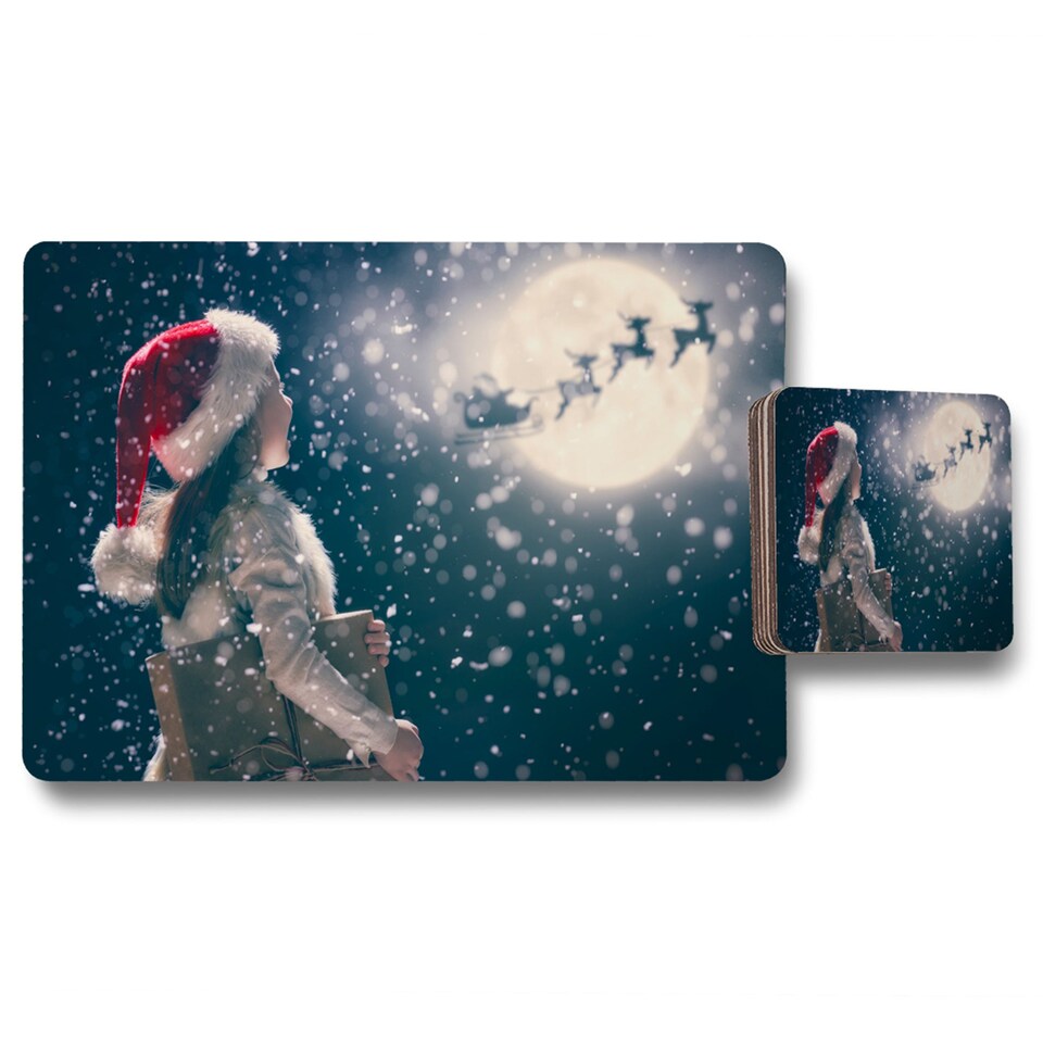 kids enjoy the holiday placemat coaster set | Multi