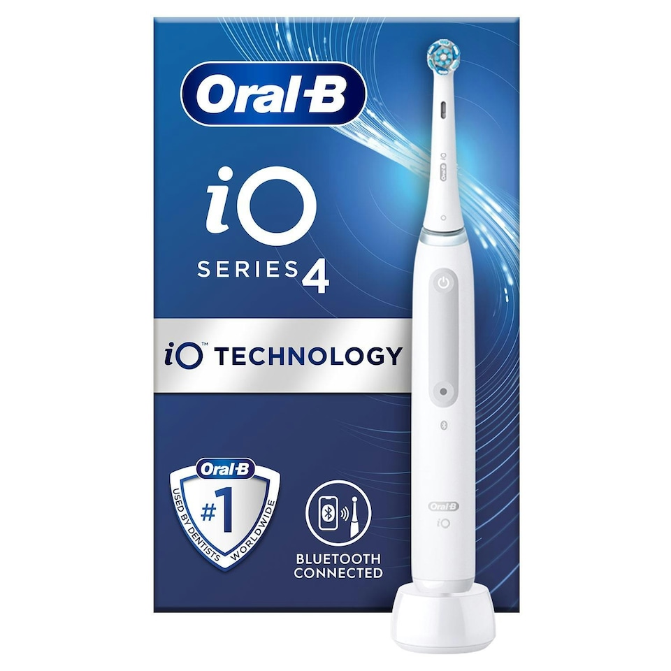 image 1 of Oral-B iO4 Electric Rechargeable Toothbrush with 4 Modes & UK 2 Pin Plug, White