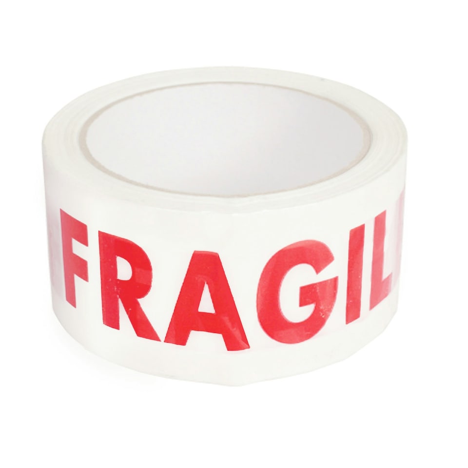 image 1 of 144 Rolls 50mm x 66m Printed Fragile Tape Easy Tear Water Resistant Perfect For Sealing Packages