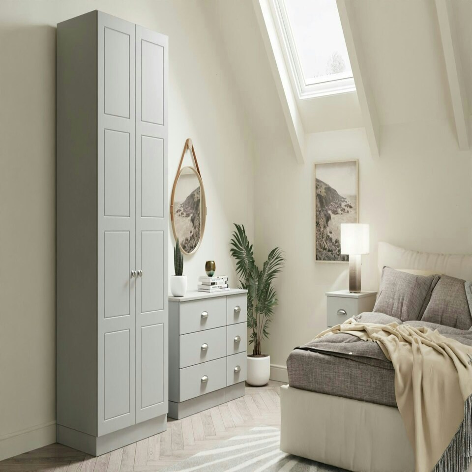 image 1 of Shaker Light Grey Single Wardrobe with Double Rail Grey