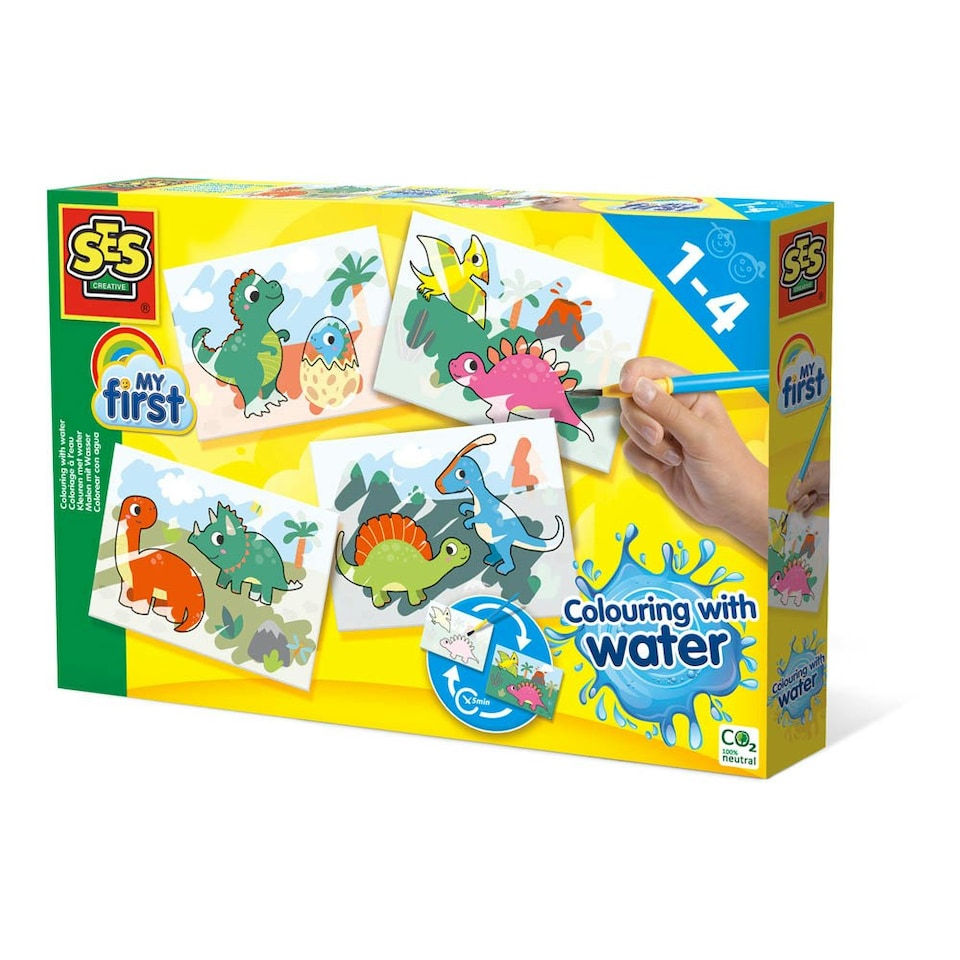 image 1 of SES CREATIVE Dinos Colouring with Water Painting Set