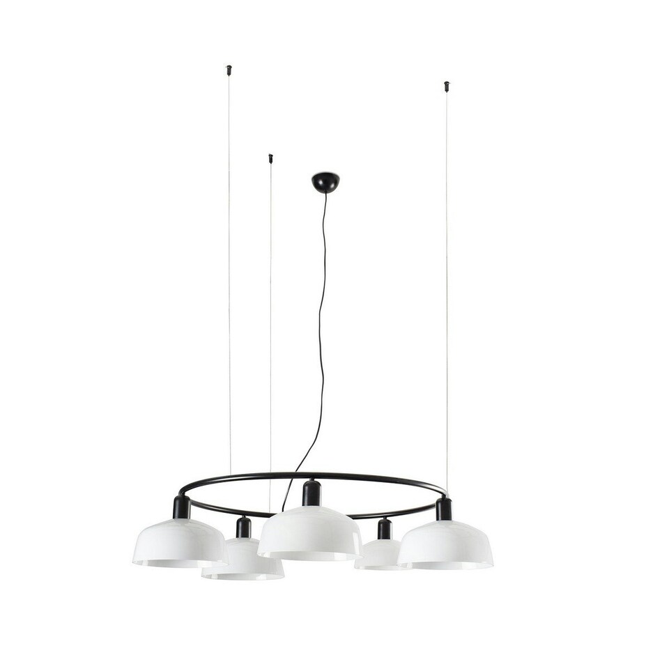 image 1 of Tatawin Medium 5 Light Cylindrical Pendant Ceiling Light Satin Black, Opal