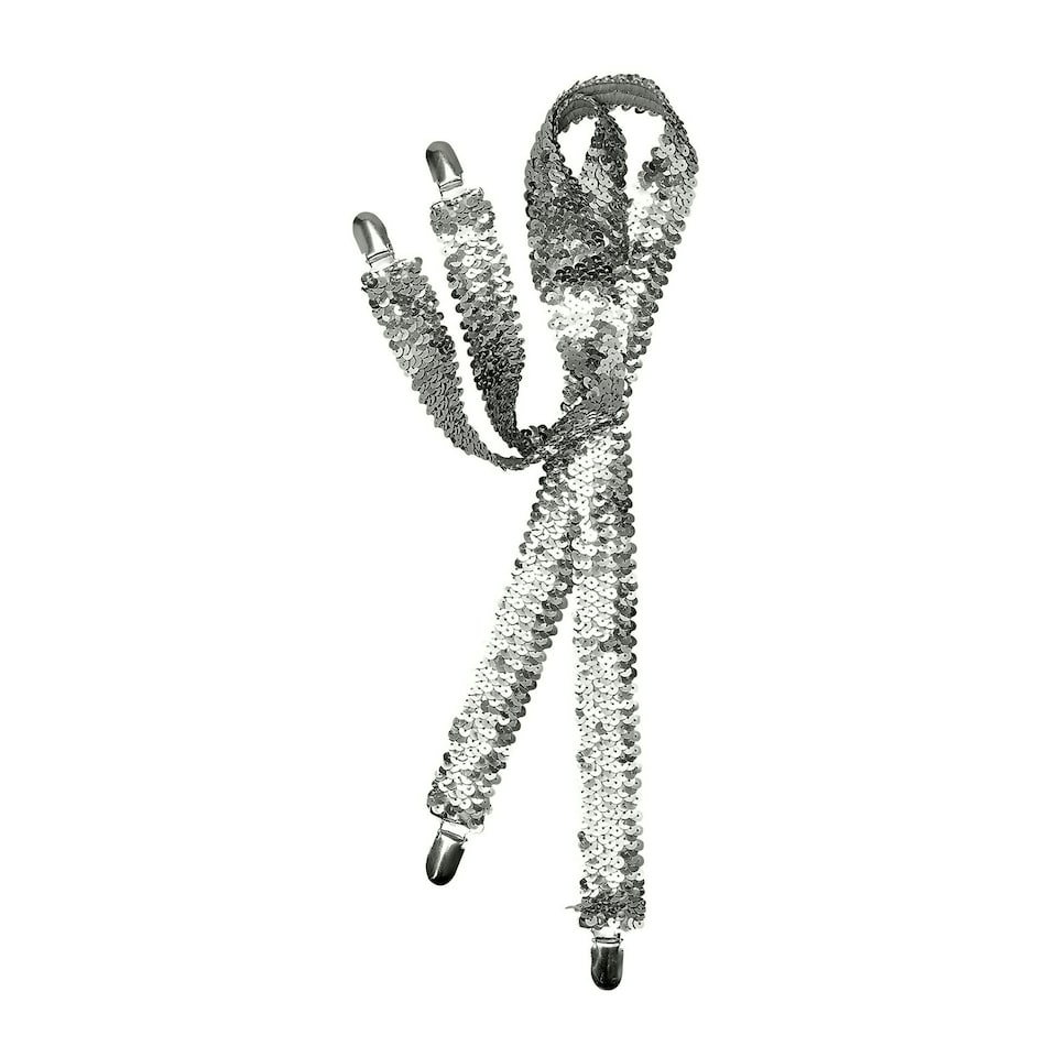 image 1 of Bristol Novelty Unisex Adults Sequin Braces - Silver - One Size Silver | One Size