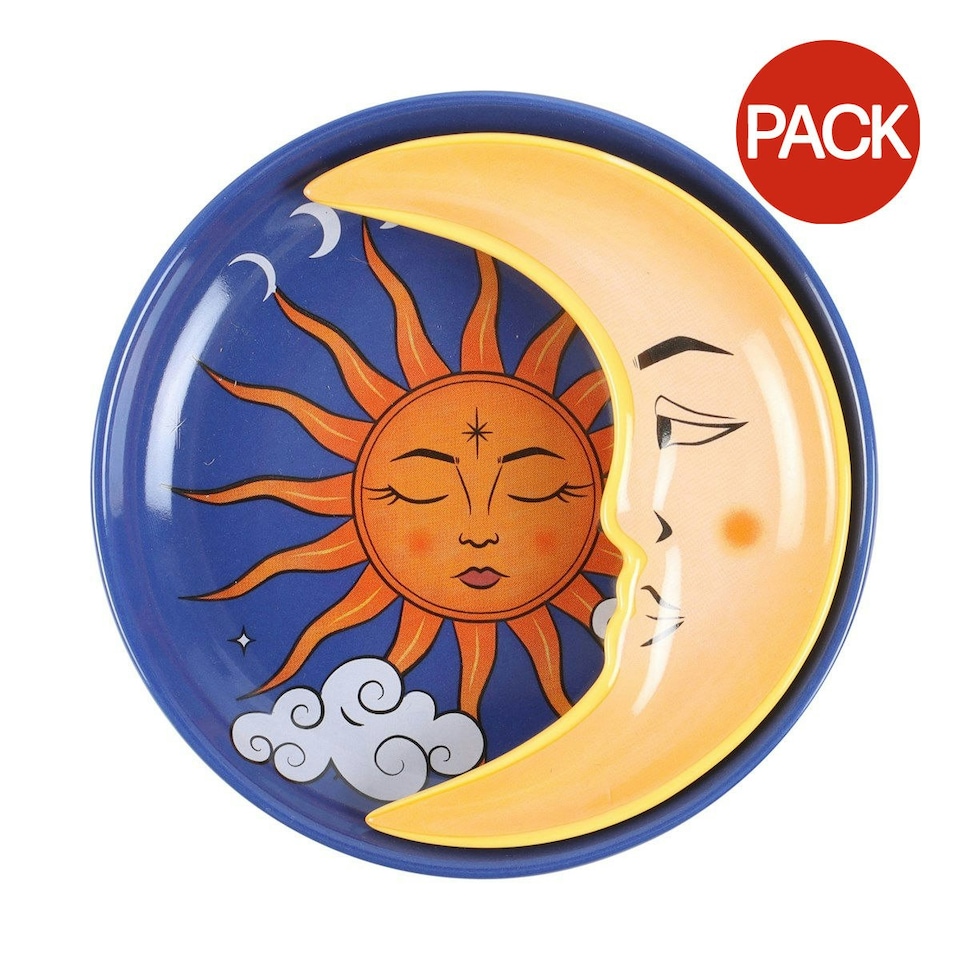 image 1 of Something Different Sun And Moon Celestial Stacking Trinket Dish (Pack of 2) - Blue/Orange/Yellow - One Size