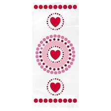 Radiant Hearts Clear Plastic Cello Gift Bags - Pack of 20