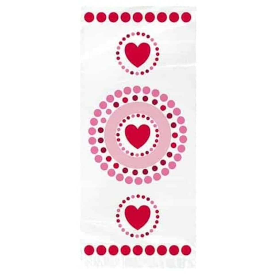 Radiant Hearts Clear Plastic Cello Gift Bags - Pack of 20