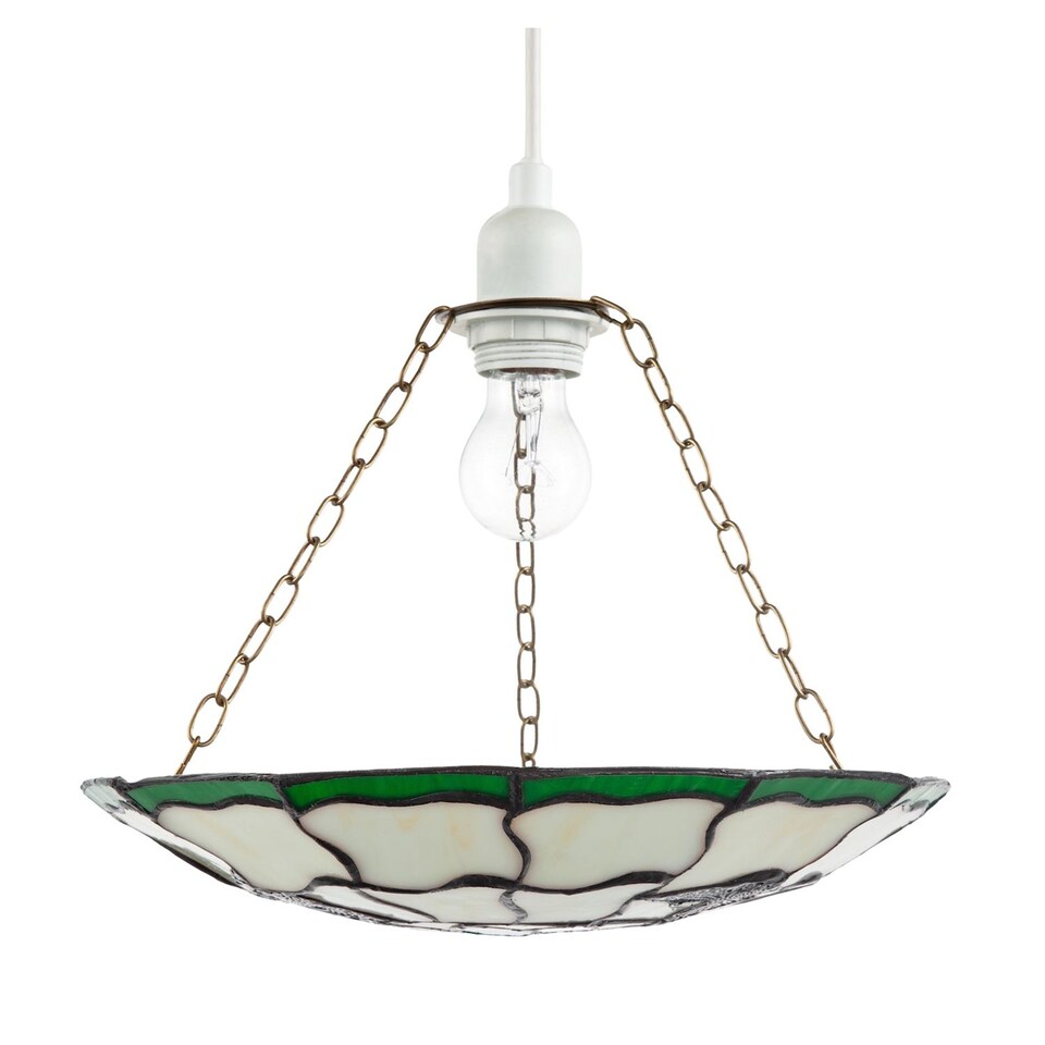 image 1 of Traditional Butterfly Tiffany Glass Green Pendant Lighting Shade | Green | Green | 1