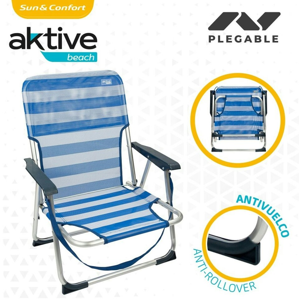 image 1 of Beach Chair Aktive Foldable Blue 44 x 72 x 35 cm (4 Units) N/A