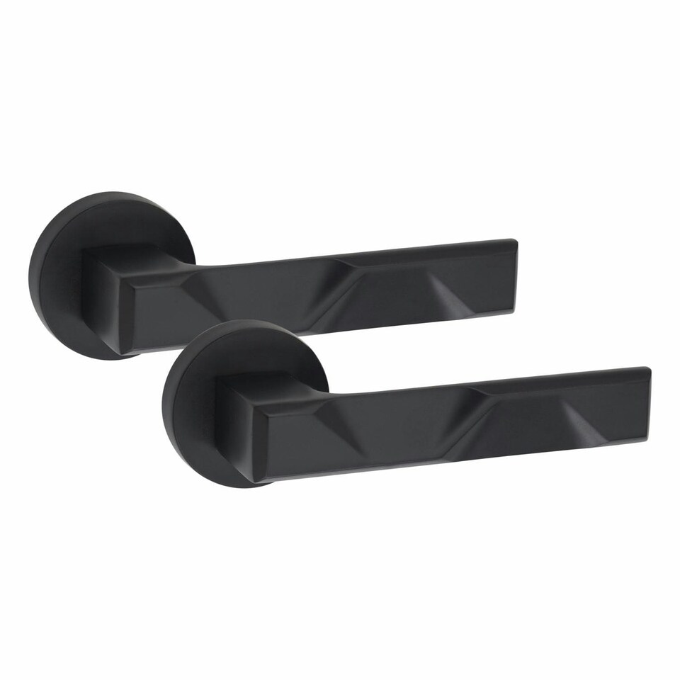 image 1 of Golden Grace 6 Pairs Modern Nova Design Premium Door Handles on Round Rose in Matt Black Finish Black