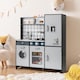 image 3 of COSTWAY Pretend Play Kitchen Kids Wooden Toy Set Kitchen Accessory Playset Grey
