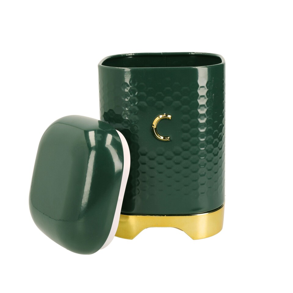 image 1 of Lovello Coffee Canister Green Textured 11x11cm