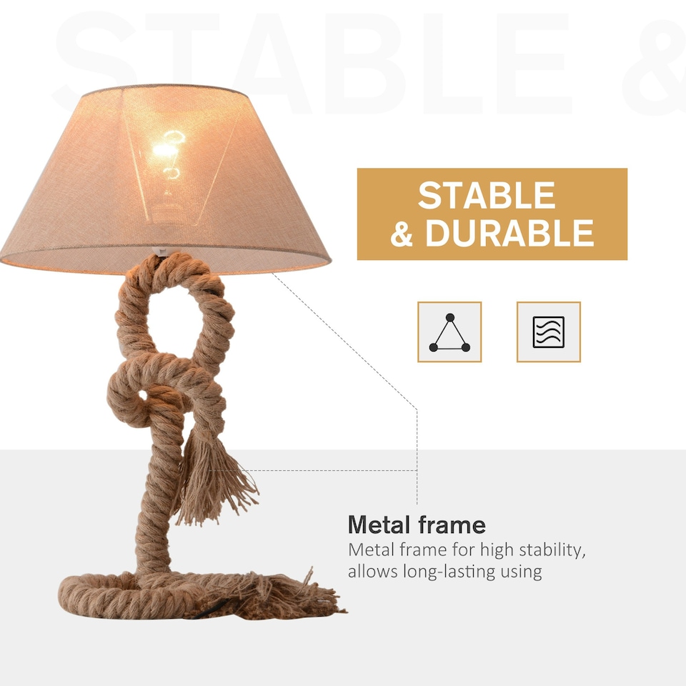 image 1 of HOMCOM Table Lamp Indispensable Nautical Twisted Rope E27 Base Bedside Light