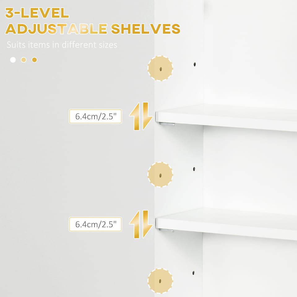 image 1 of kleankin Bathroom Wall Cabinet with Adjustable Shelves for Hallway, Living Room