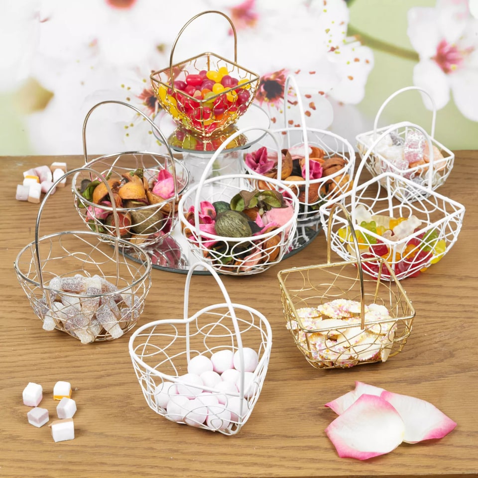 image 1 of Round Basket Small Wire Mesh - 10x8x8cm | Gold | Gold & Set of 6 | 6