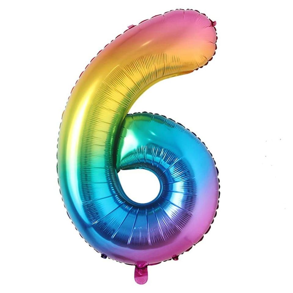 Unique Party Rainbow Number 6 Balloon - Multicoloured - One Size