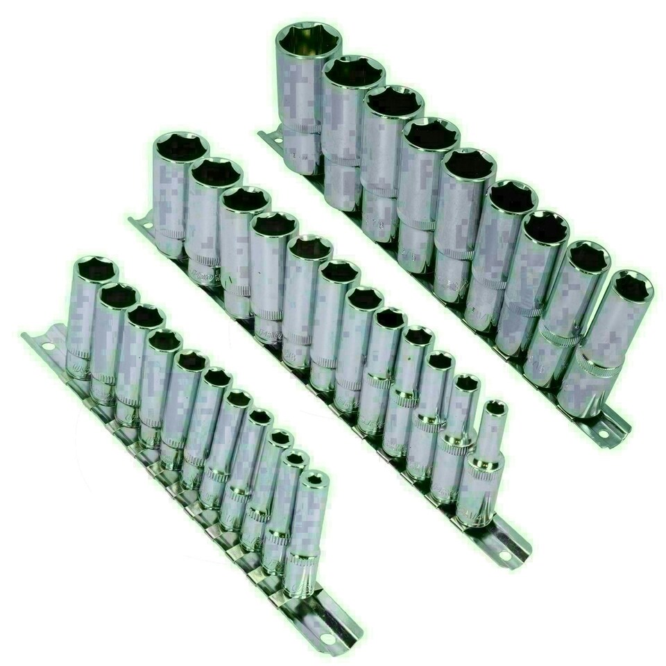 image 1 of Imperial SAE / AF Deep 6 Point Socket Set 1/4" 3/8" & 1/2" Drive 5/32" - 1" 33pc