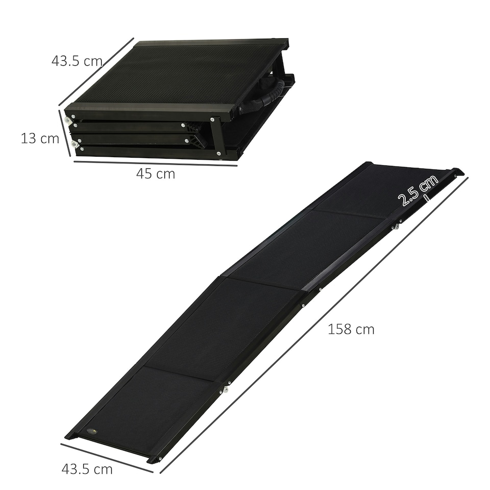 image 1 of PawHut Folding Dog Ramp for XL Dogs w/ Non-Slip Surface, Portable Car Pet Ramp