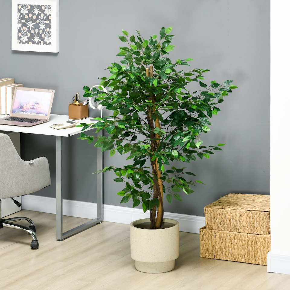 image 1 of HOMCOM Decorative Artificial Plants Ficus in Pot, Fake Plants for Home Indoor Decor, 150cm