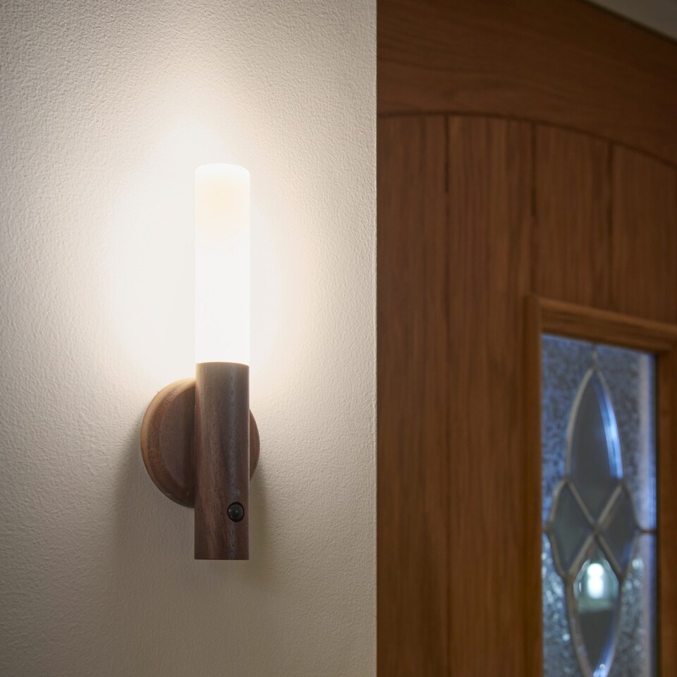 image 1 of Auraglow Rechargeable Motion Sensor Wall Light | Clear | Walnut