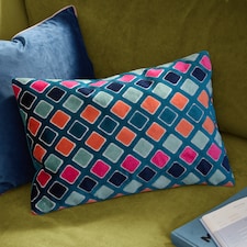 Furn Metro Diamond Velvet Cushion | Multi | Multicolour