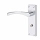 image 3 of Golden Grace Victorian Scroll Astrid Door Handles Bathroom WC Toilet in Silver Polished Chrome with (GG) 64mm Bathroom Mortise Lock - 150mm x 40mm Backplate Chrome